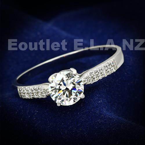 1.06CT CZ SOLITAIRE PLUS SOLID SILVER RING-size 6/8/9